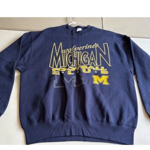 Vintage Salem Sportswear Michigan Wolverines Football Sweatshirt Blue L